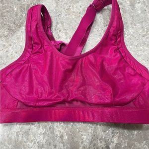 Shimmery pink fabletics sports bra